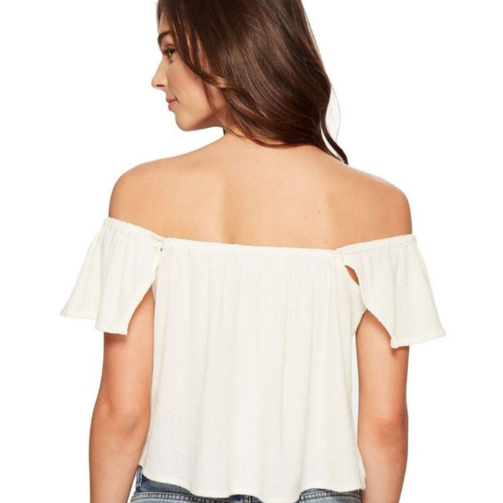 ROXY OFF THE SHOULDER CREAM IVORY WHITE TOP MEDIUM - Picture 5 of 5